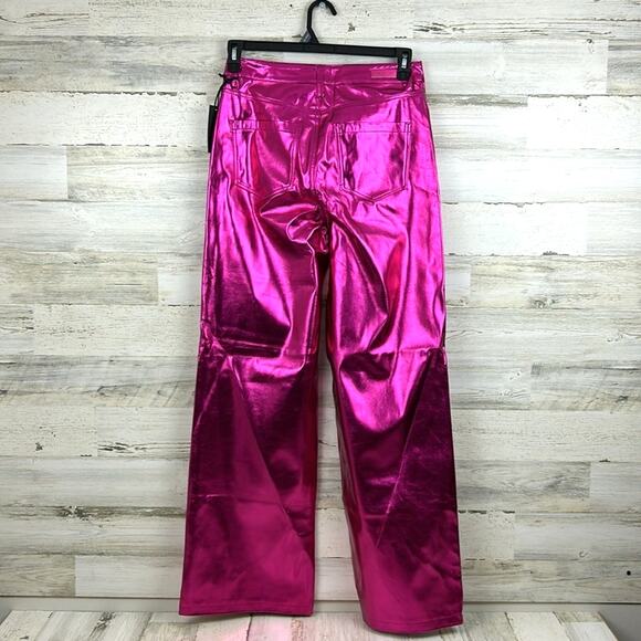 Blank NYC x Free People Women’s 28 Hot Pink Vegan Leather Wide Leg Pants NWT - Picture 2 of 10